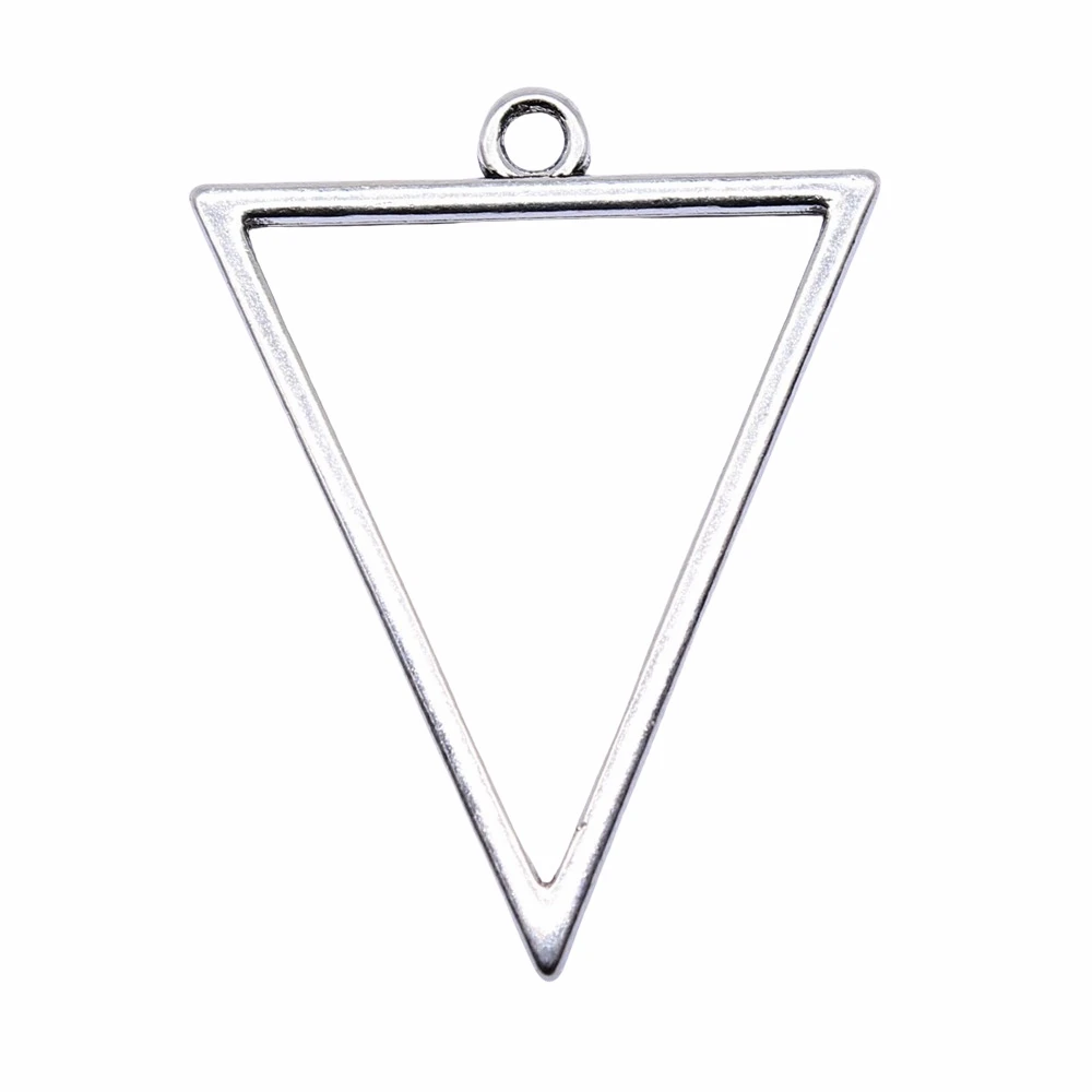 

10Pcs 34x25mm Hollow Geometric Triangle Earring Accessories Charms Hand Made Jewelry Findings Antique Silver Color