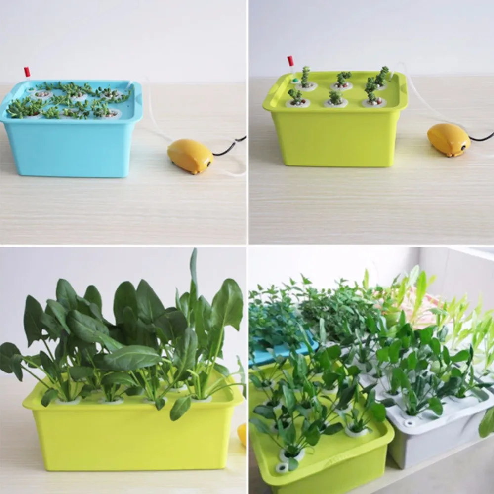 

220V/110V Plants Site Hydroponic Systems 6 Holes Nursery Pots Soilless Vegetables Cultivation Seedling Growing Box With Air Pump
