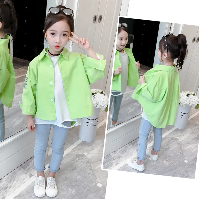 Осенние блузки для маленьких девочек 2020 свободные хлопковые детские рубашки с