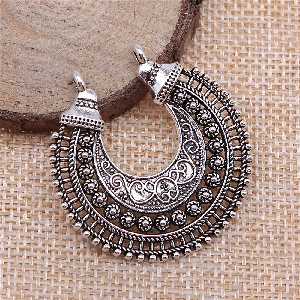 

2Pcs 39x40mm Antique Silver Color Earring Pendant Earring Connector For DIY Jewelry Making DIY Handmade Jewelry