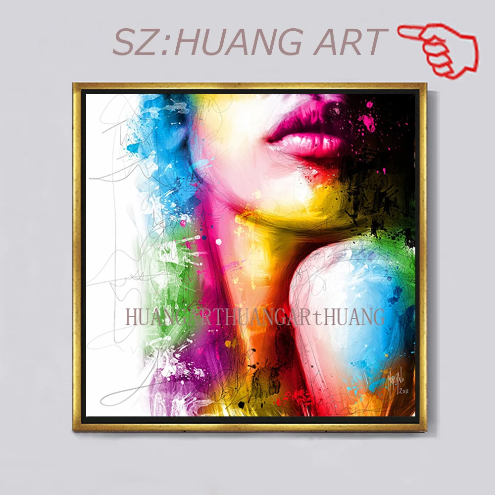 

figure Lips Art Figure Art Sexy Woman Oil Painting on Canvas 100% Hand Painted Canvas Paintings Wall Art Picture for Living Room