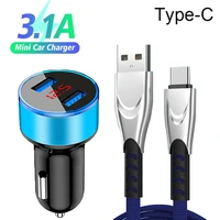 for samsung galaxy a12 a32 a52 a72 5g a21s a71 a51 a31 a41 car usb charger 3 1a fast charging dual usb charger type c usb cable