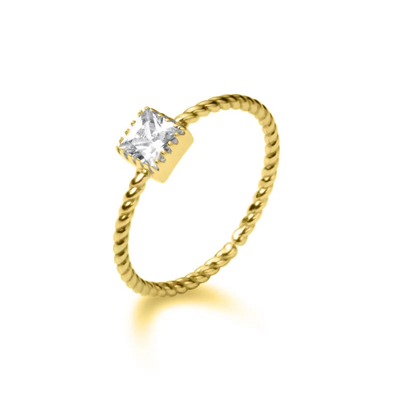 Gold(White) Trustdavis Настоящее 925 пробы Серебряное ослепительное квадратное CZ Кольцо с открытым пальцем для женщин Свадебное серебряное 925 ювелирное изделие DS1862 - Цвет основного камня: Gold(White)