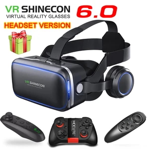 original vr shinecon 6 0 headset version virtual reality 3d glasses helmets smartphone full package controller free global shipping