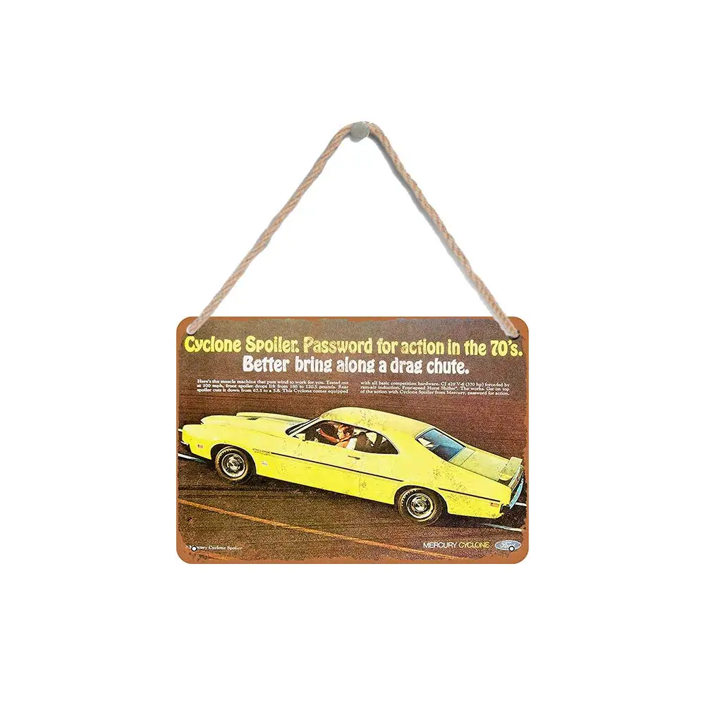 

Isaric деревянный подвесной знак 8X12 дюймов 1970 Меркурий циклонный спойлер Забавный деревянный знак