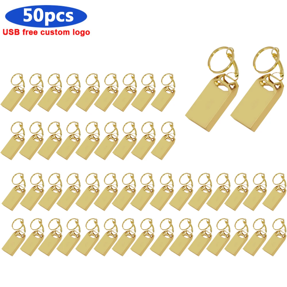 

Водонепроницаемый металлический флеш-накопитель, 50 шт./лот, новый, usb-накопитель 64 ГБ 32 ГБ 16 ГБ, для свадьбы