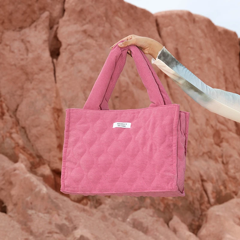 

Customized Pink Large-capacity Tote Bag Solid Color Clutch Women Handbags Winter Travel Bag Designer High Quality