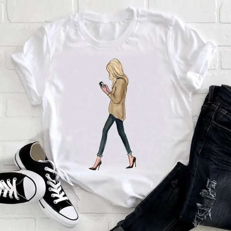 

Women Style Clothing 90s Trend Lovely Lady Printing Short Sleeve Clothes T Tee Fashion Tshirt Female Top Graphic T-shirt