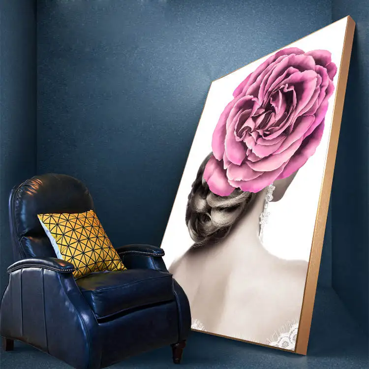 Морден розовые синие цветы красота постер и принт Холст Картина настенное