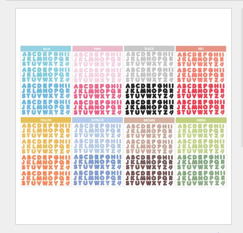 

2 sheets/pack Candy color letters numbers plan office school useful sticker DIY planner scrapbooking index lable gift stickers