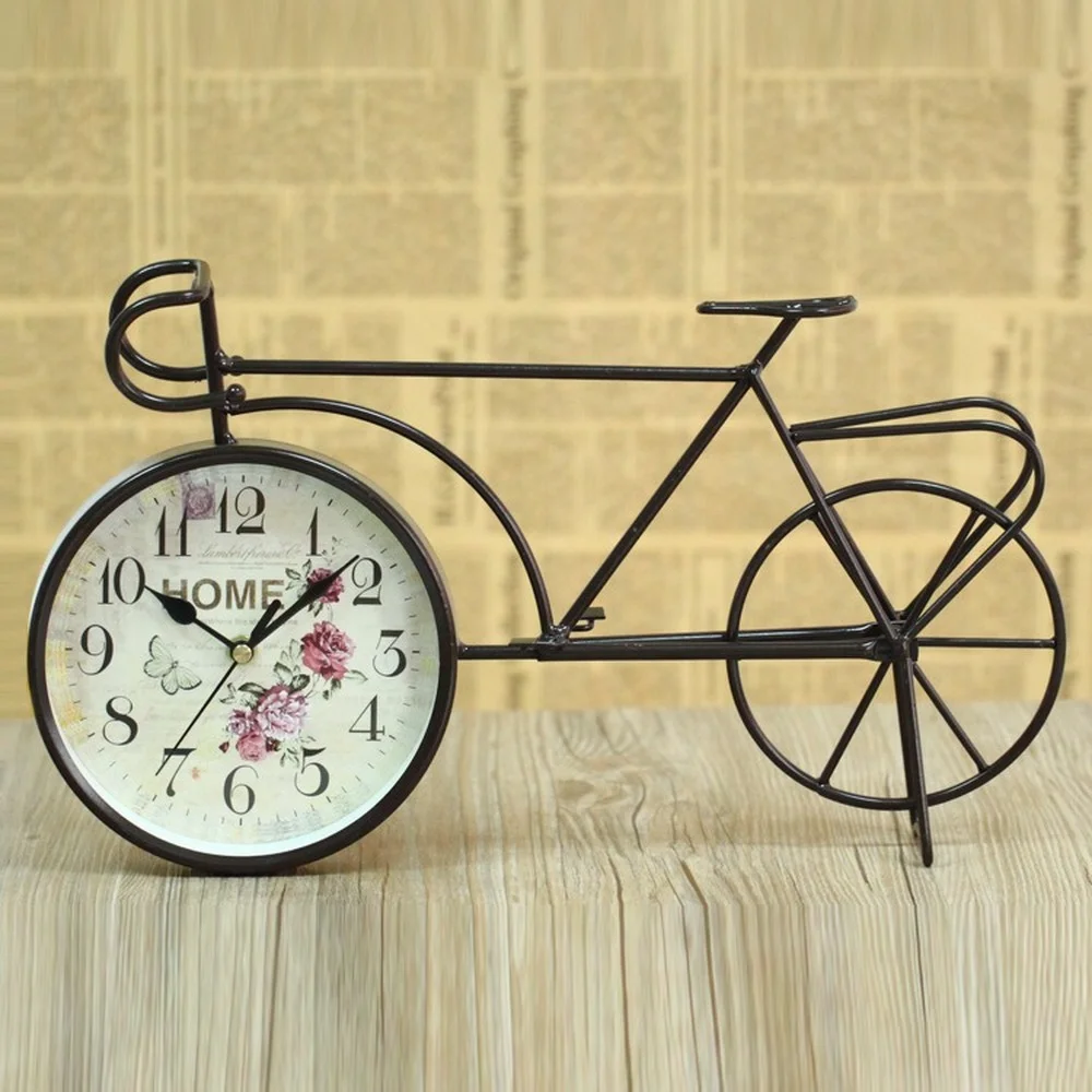 

European Retro Wrought Iron Clock Nostalgic Bicycle Clock Student Gifts and Gifts Study Decorations