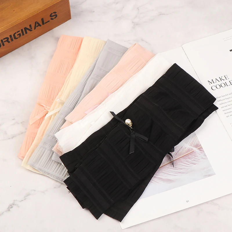 

1 Pair Elegant Long Sleeve Lovely Bow Cool Sun UV Protection Net Yarn Women Arm Covers Running Cycling Sleeves For Arm Women