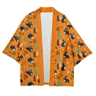 Мужское и женское повседневное свободное тонкое пальто с рисунком животного и кролика, кардиган-кимоно азиатского стиля