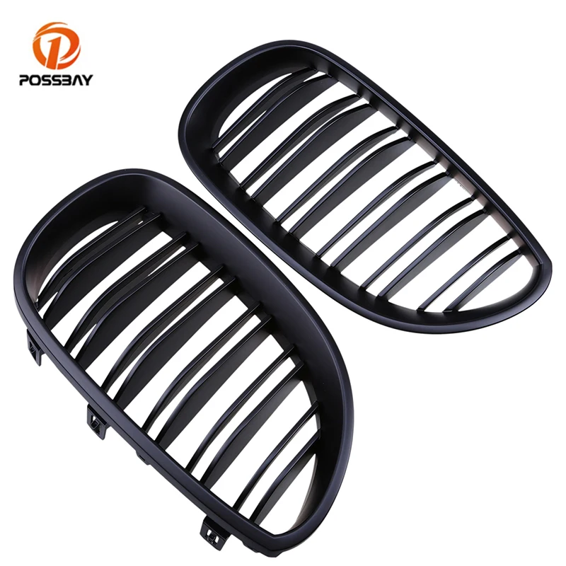 Posbay 2 шт. Автомобильная Передняя широкая почечная грили матовая черная двойная