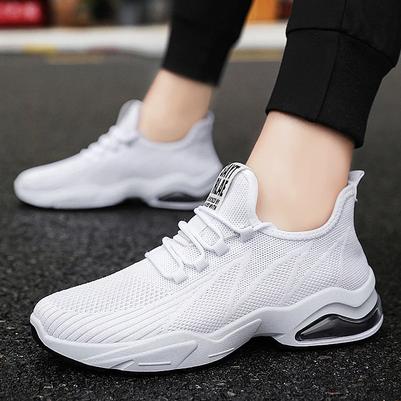 Sneakers Men's New Running Shoes Soft Bottom Comfortable Breathable Flying Woven Outdoor Casual Air Cushion | Спорт и