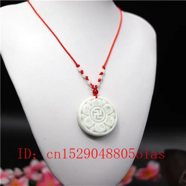 Натуральный белый китайский нефритовый буддийский мантра кулон ожерелье Шарм