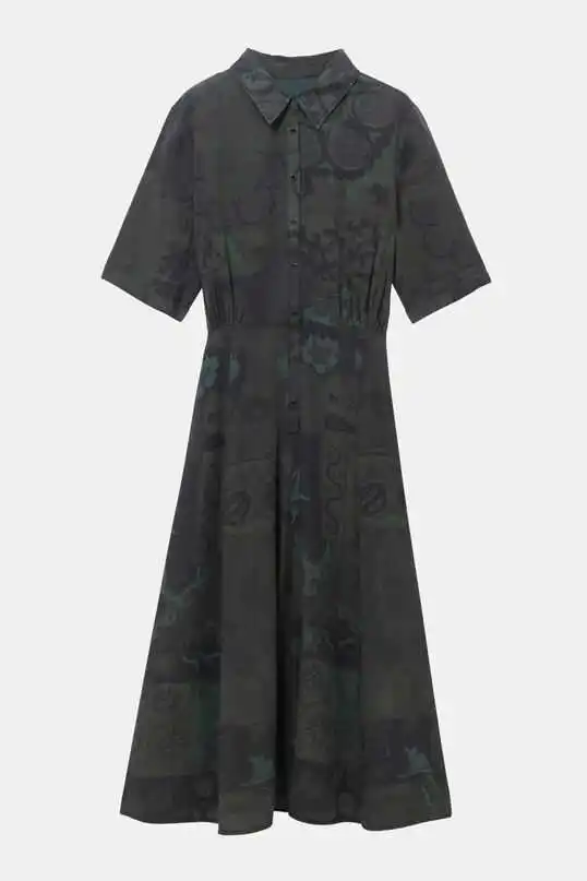 Espanhol Graus areia Ретро lavado Lapela vestido