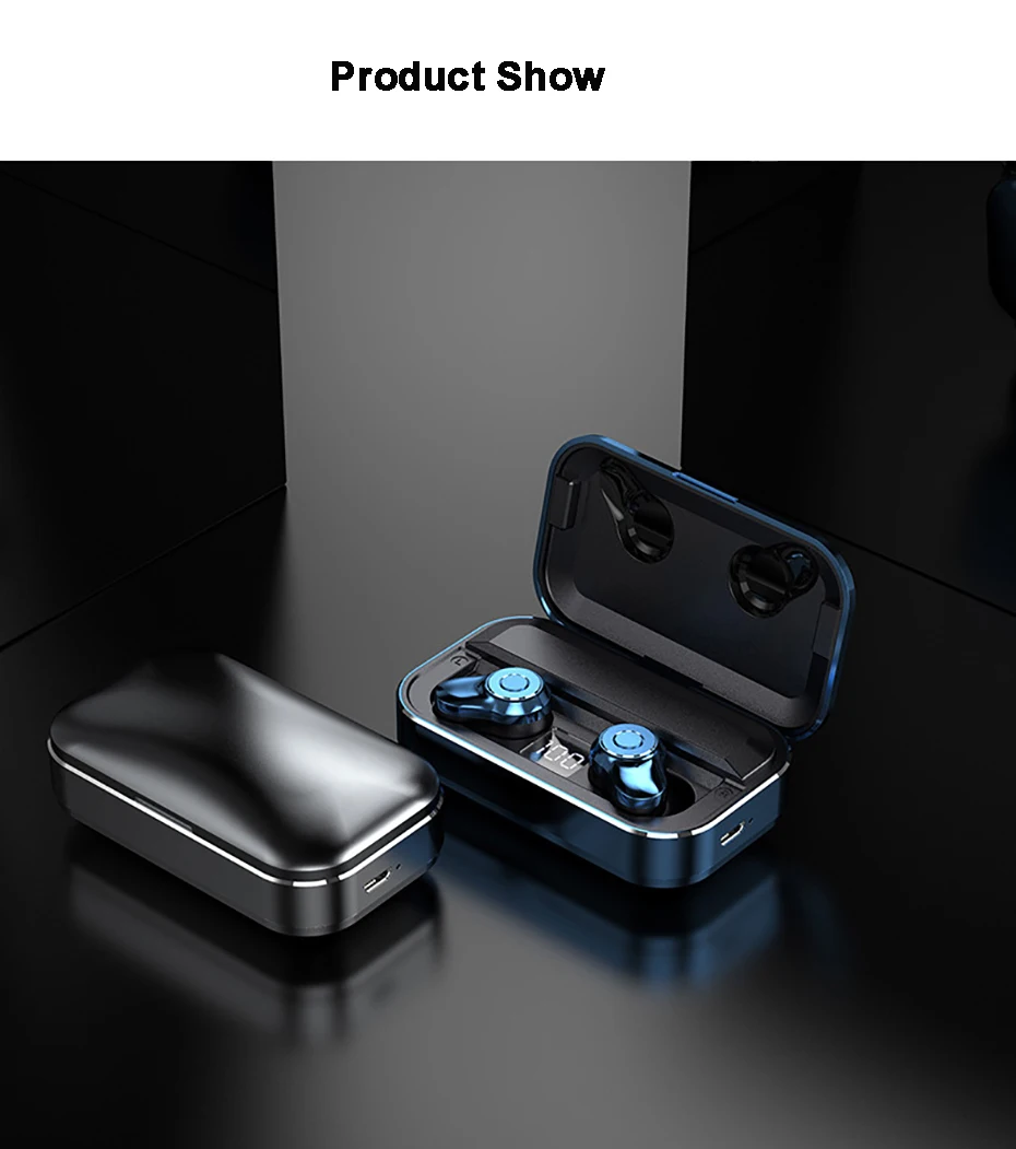 TWS, Bluetooth наушники, стерео звук, беспроводные наушники, Bluetooth 5,0, HD вызов, беспроводная Bluetooth гарнитура с 3500 мАч, внешний аккумулятор