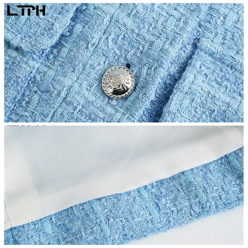 LTPH-Chaqueta corta de estilo inglés para mujer, traje con una hilera de botones, abrigo de manga larga, chaquetas de Tweed, primavera 2021