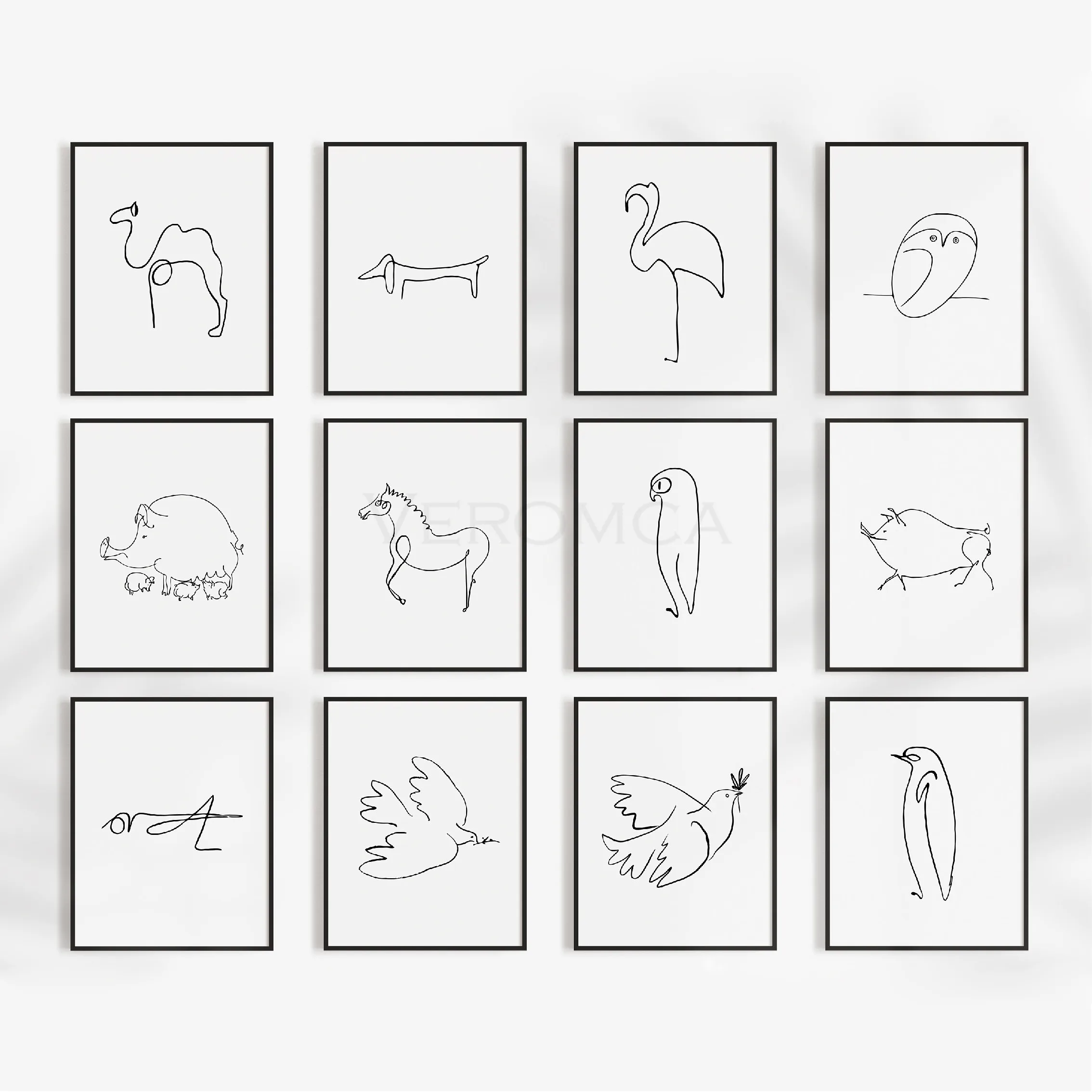 

Picasso Print Animals Abstract Art One Line Drawing Canvas Painting Pictures Sketches Minimalist Wall Art Living Room Home Decor