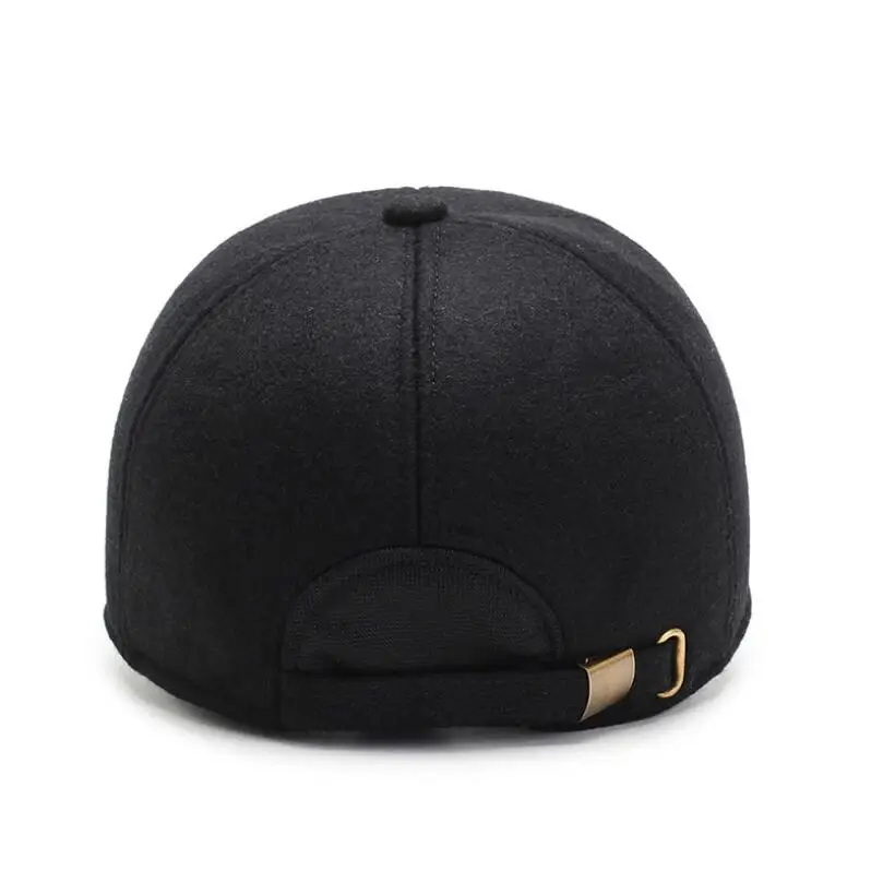 

warm Winter baseball cap men earmuff Caps Father gift hat Woolen dad Hats Thick warm Snapback bone Gray black