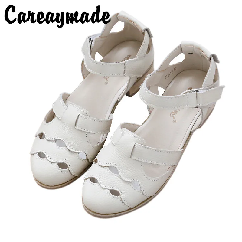

Careaymade-Genuine Leather pure handmade Sandals,the retro art mori girl Flats shoes,Rome classic Casual shoes,2 colors