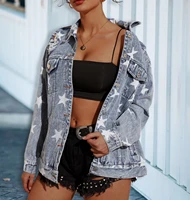 2021 new fashion casual denim jacket female high street breathable casual star denim jacket