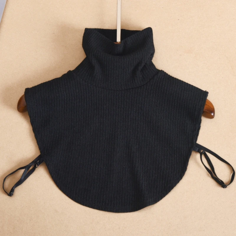 

Turtleneck Dickey Detachable Ribbed Knit Half Top Mock Sweater Solid Fake Collar 6XDA