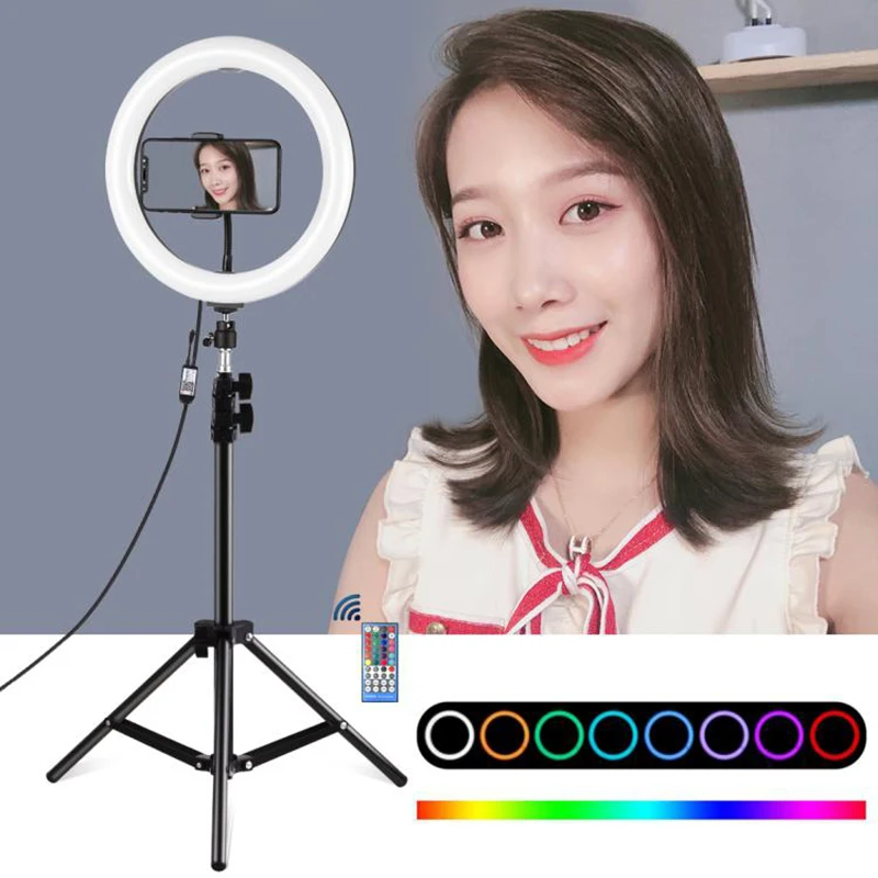 

9inch led ring light Photographic Selfie ring light with stand for Smartphone youtube Makeup Video Studio foldingTripod Light