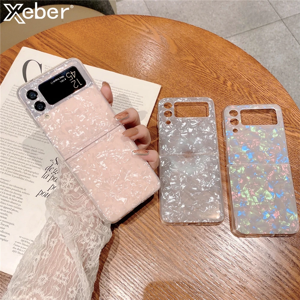 Роскошный красочный мраморный чехол для телефона Samsung Z Flip 3 Блестящий Мягкий