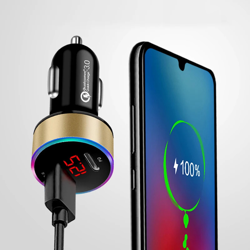 Зарядное устройство USB для телефона 6 А со светодиодным дисплеем автомобильное