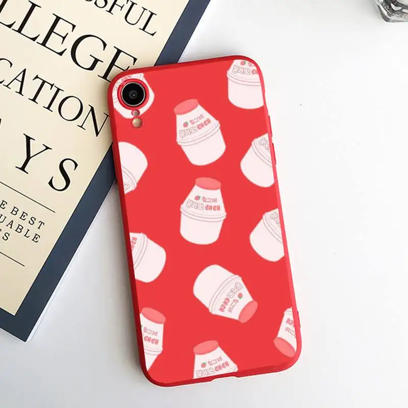 

Cute Milk Drink Strawberry Banana Phone Case Candy Color for iPhone 6 7 8 11 12 s mini pro X XS XR MAX Plus