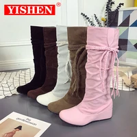 yishen womens boots sexy high heels over the knee warm slip on boots female stretch fabrics faux suede slim boots botas mujer