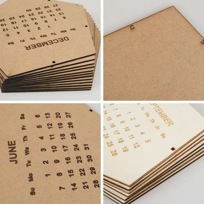 Твердый деревянный декоративный календарь DIY Деревянные сплайсинг