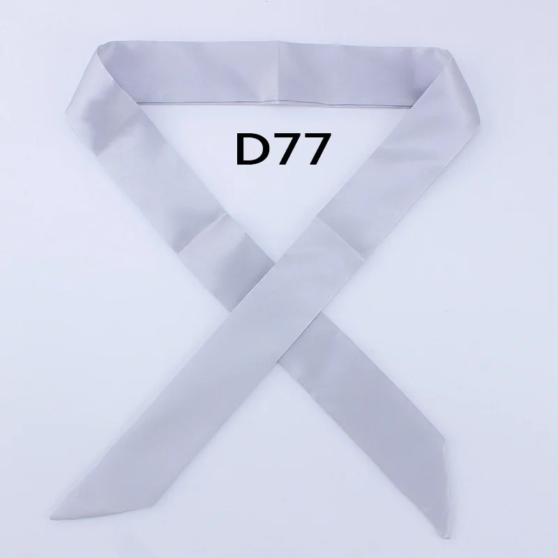 D77 Горячая Мода саржевый эмуляционный Шелковый однотонный шарф для женщин маленький шарф лента Сумочка волосы длинная шаль Бандана роскошный головной шарф - Цвет: D77