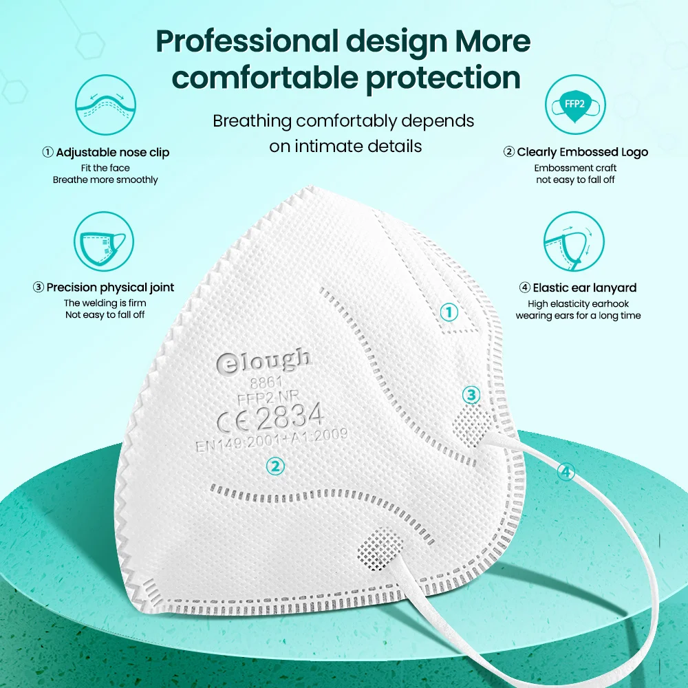 Elough Adult mascarillas fpp2 Reusable hygienic KN95 certification fashion Korean Face Mask FFP2 negras desechables | Безопасность и