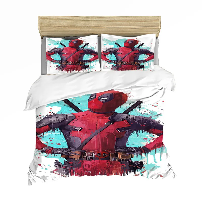 Marvel Deadpool зимний мягкий King-Full размер постельный комплект постельное белье