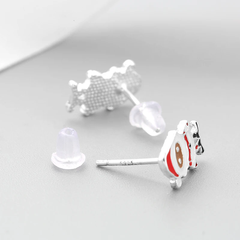 Подлинное серебро 925 пробы рождественские ювелирные изделия серьги-гвоздики