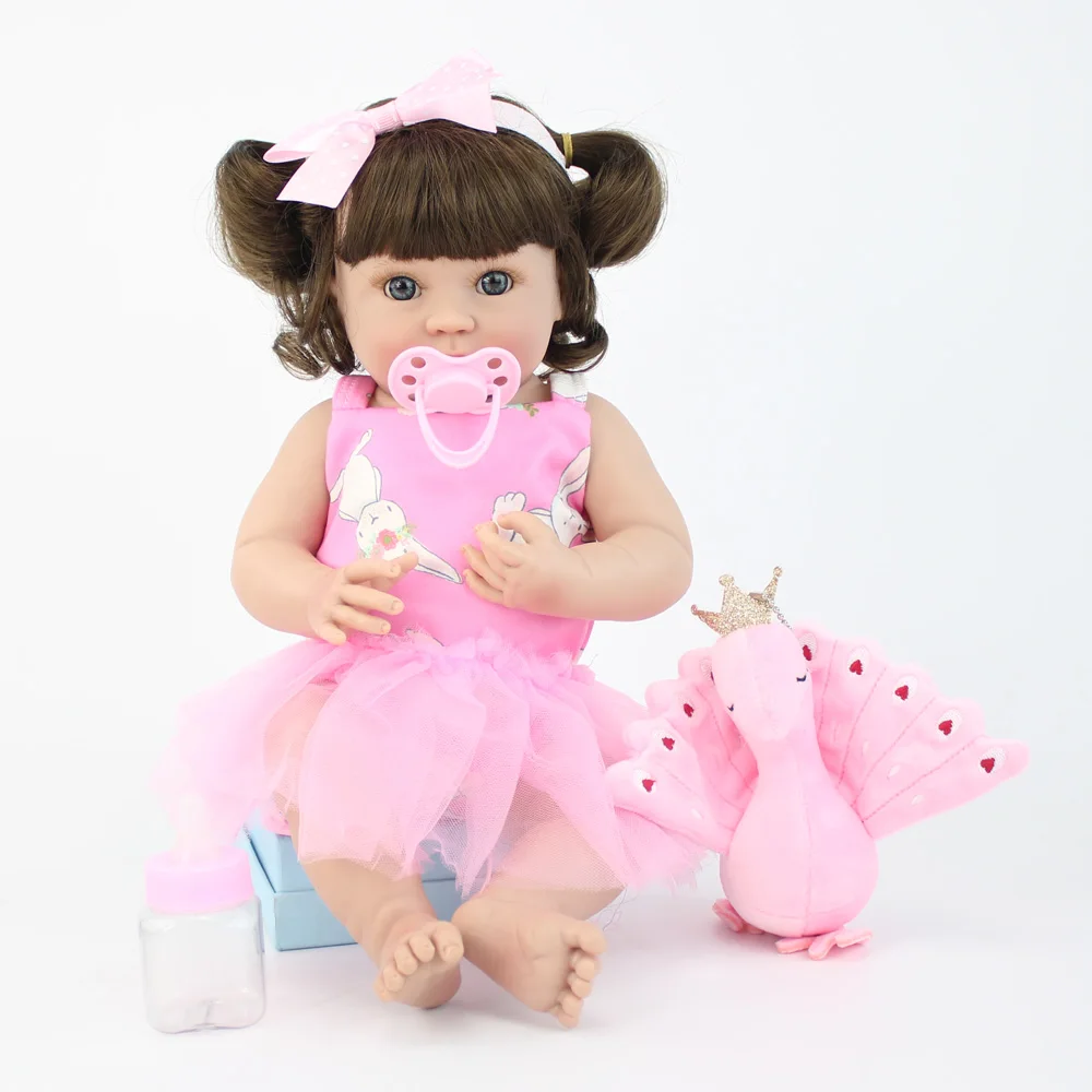 40 см всего тела мягкого силикона виниловые Reborn Baby Doll игрушки 15 дюймов мини платье