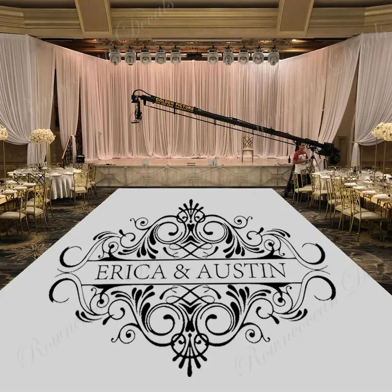 Виниловая наклейка на пол для танцев заказ с монограммой свадьбы персональное