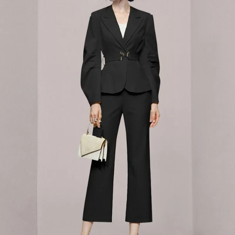 

Комплект женский из 2 предметов, блейзер и брюки, винтажный, 2021