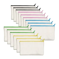 15 pack blank cotton canvas diy craft zipper bags pouches pencil case for makeup cosmetic toiletry stationary storage