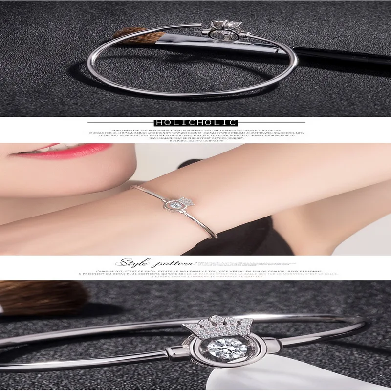 

Dicotico Round Imperial Crown Bangle Women 925 Jewelrry Kfb772-t