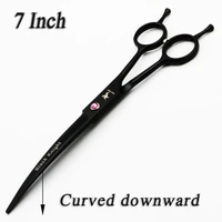 7 black pet grooming scissors professional hair cutting shears for dogs and cats curved downward