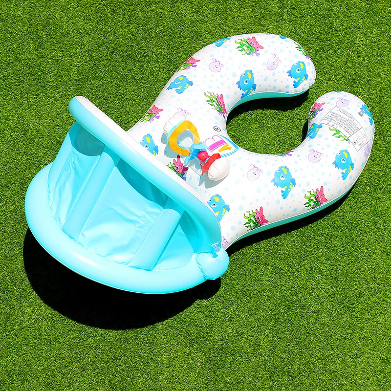 

Portable Baby Pool Float Neck Ring With Subshade Portable Mother Children Swim Circle Inflatable Safety Swimming Ring Float Seat