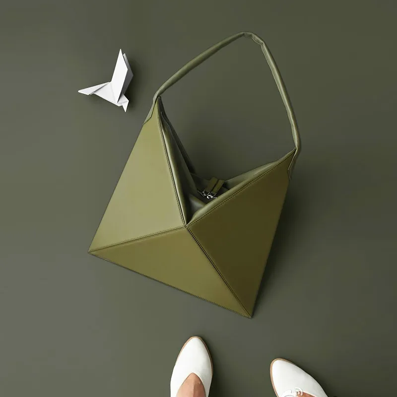 Сумка мессенджер женская из экокожи Модный складной треугольный дизайнерский