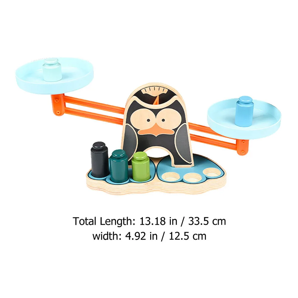 

1 Set Penguin Scale Wooden Balance Scale Plaything Funny Teaching Aid
