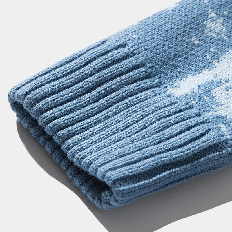 

SEVEYFAN Sweaters Men 2021 Snow Mountain Pullover Knitted Hip Hop Sweaters Harajuku Casual Knitwear Jumper Tops