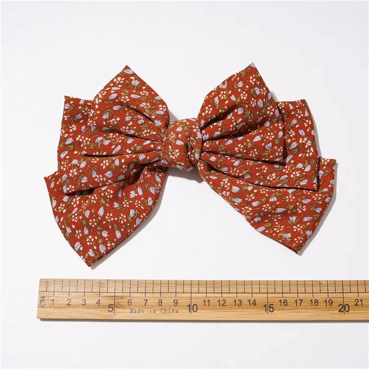 Three-layer Knot Oversized Bow Steel Clip Women's Elegant and Versatile Fabric Spring Jewelry Barrettes Fashion Floral Bulk |