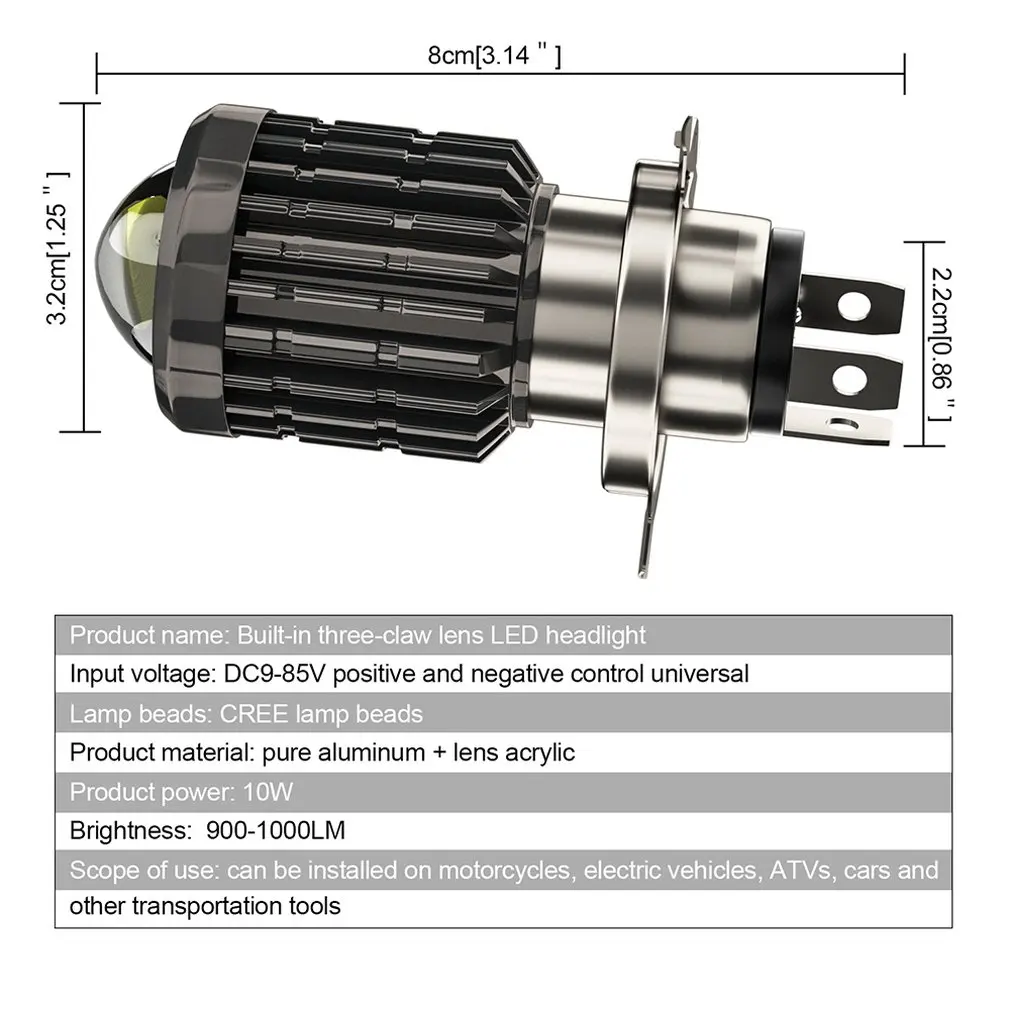

LED Headlamp With Built-in Two/Three Claws Lens Dual Color High And Low Beam Spotlight Fish Eye Lamp For Electric Motorcycle